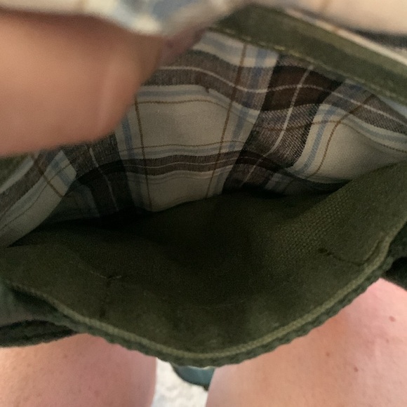 Selina Vaughan Studios green canvas repurposed upcycled grain bag crossbody bag - Picture 11 of 12